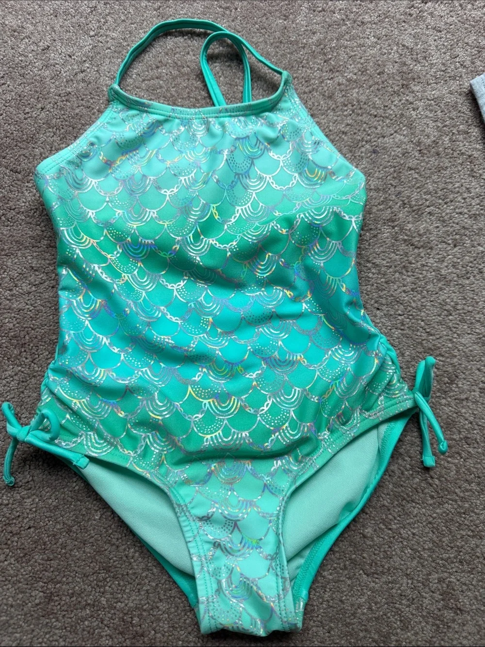 Cat & Jack Teal Mermaid-Scale One-Piece Swimsuit